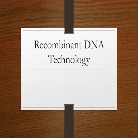 Recombinant dna technology