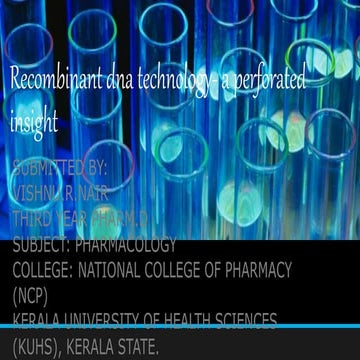 Recombinant DNA Technology - A Perforated Insight By Rxvichu !!