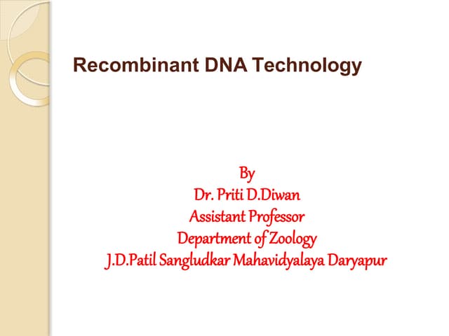 Recombinant dna technology | PPTX