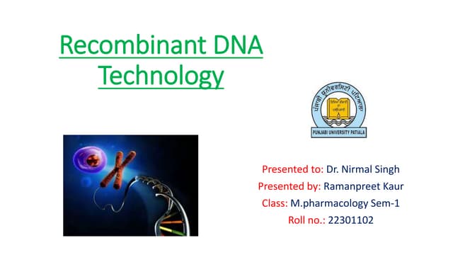 Recombinant dna technology | PPTX