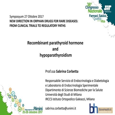 Recombinant parathyroid hormone  and  hypoparathyroidism