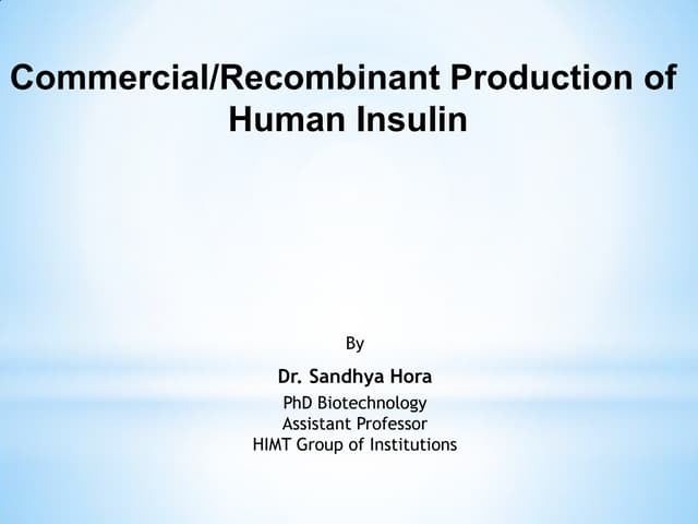 Recombinant production of insulin