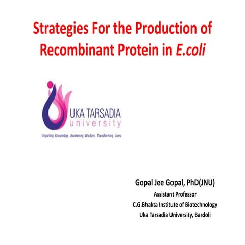 Strategies for Recombinant protein production in E.coli