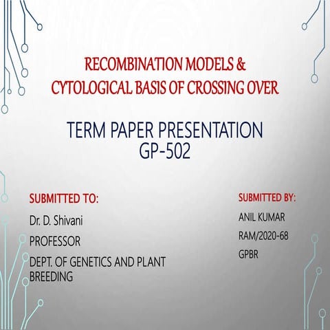 Recombination model and cytological basis of crossing over