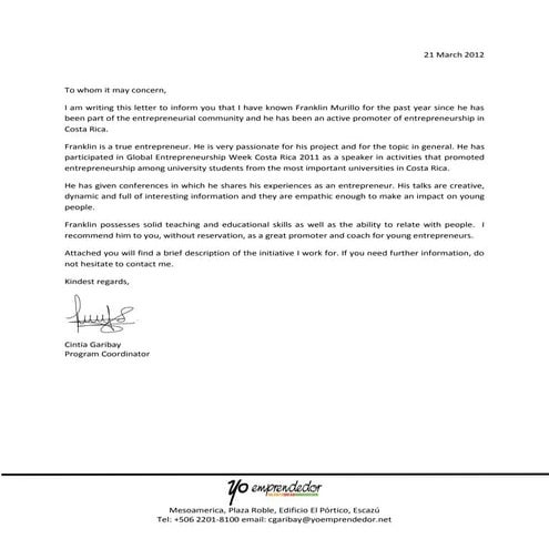 Recomendación yo emprendedor
