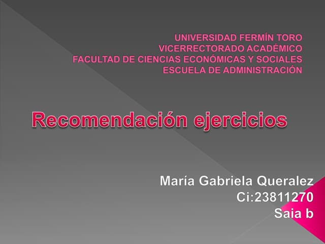 Recomendacion de ejercicio de labor...