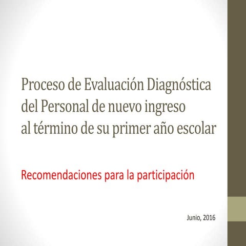Recomendaciones evaluacion diagnostica