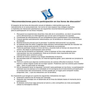Recomendaciones foros