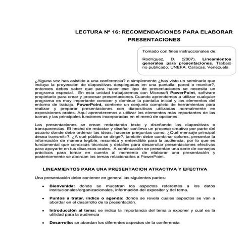 Recomendaciones para elaborar presentaciones