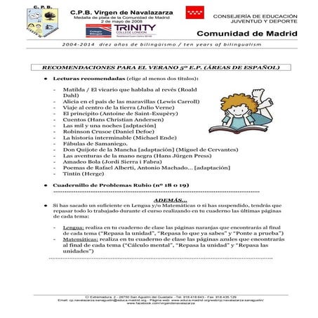 Recomendaciones para el verano P5 