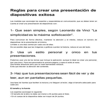 Normas y recomendaciones para la presentación de diapositivas | PPTX