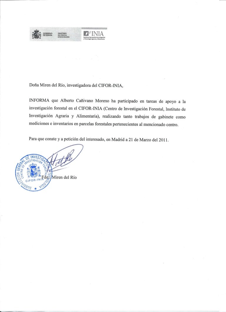 Carta de Recomendación INIACIFOR