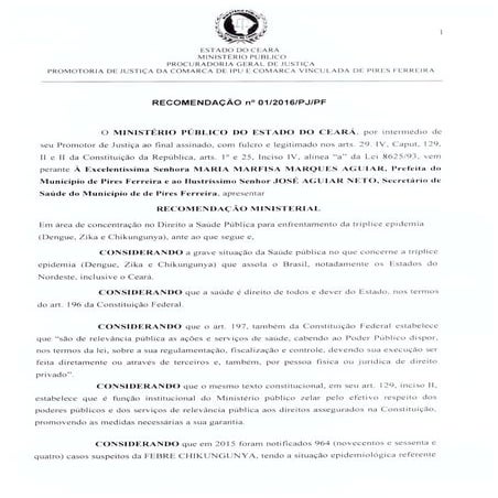 Recomendação 01-2016 pra Pires Ferreira