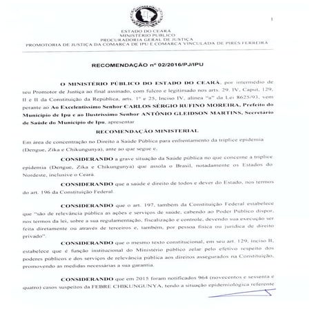 Recomendação 02-2016 para Ipu