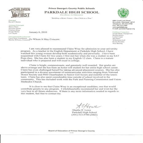 Recomendation letter 1