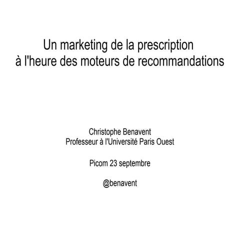 De la prescription à la Recommandation 