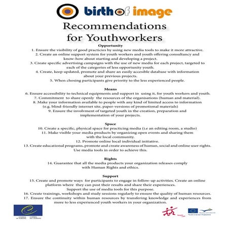 Recommedndation for youth workers