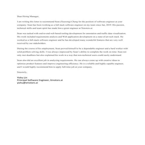 Recommendation letter