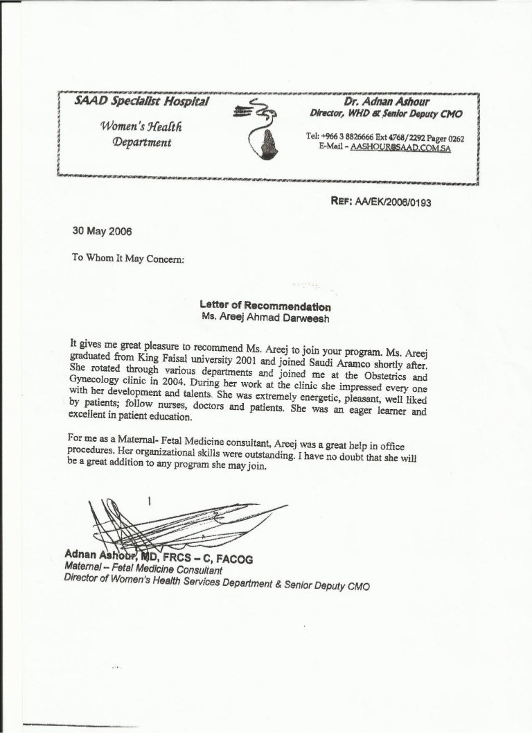 saad specialist hospital al khobar kingdom of saudi recommendation letter on linkedin