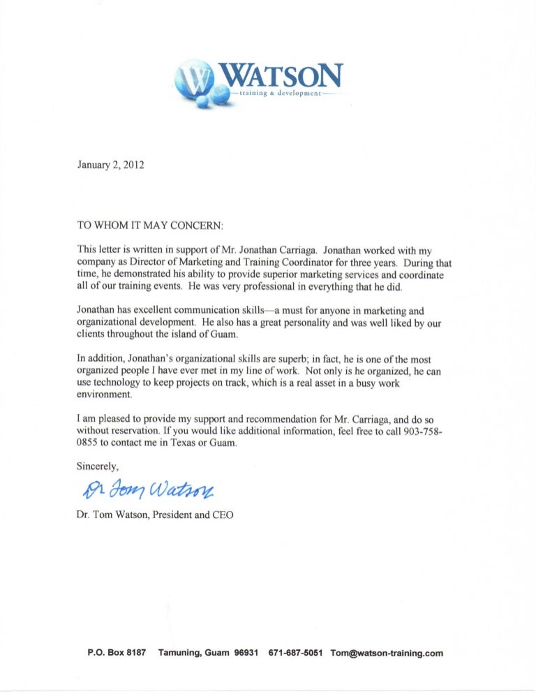 recommendation letters an example of a recommendation letter