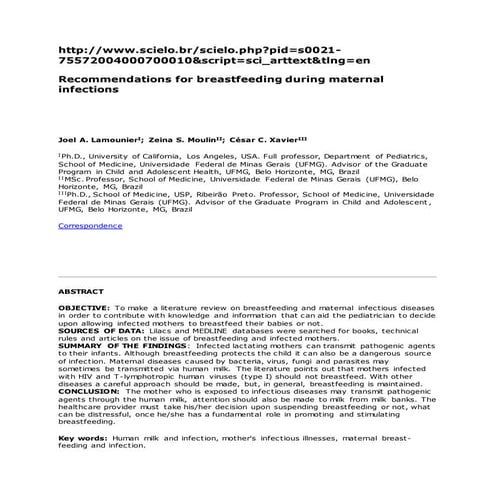 Recommendations for breastfeeding during maternal infections | PDF