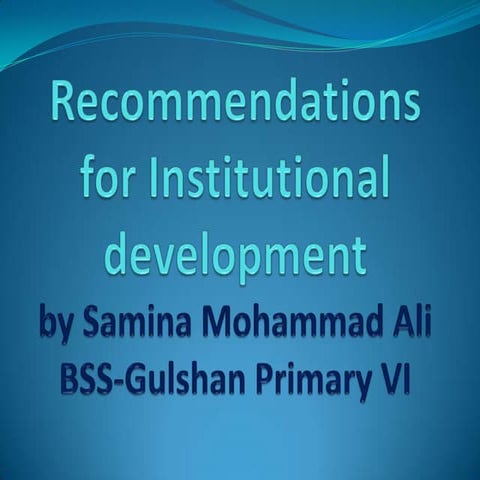 Recommendation to my school head for institutional development