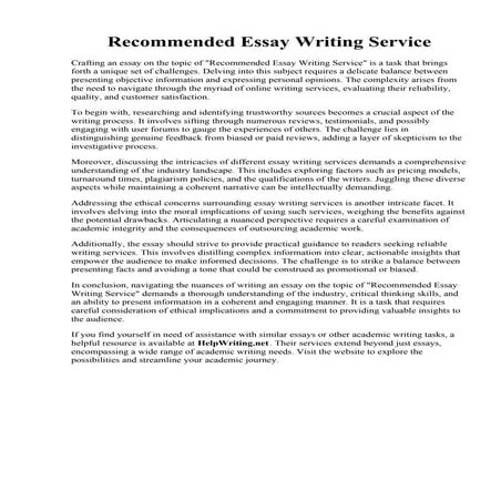 Recommended Essay Writing Service. recommended essay writing service  Best essay writing service, Essay ...