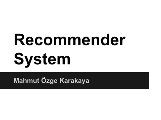 Recommendation Systems