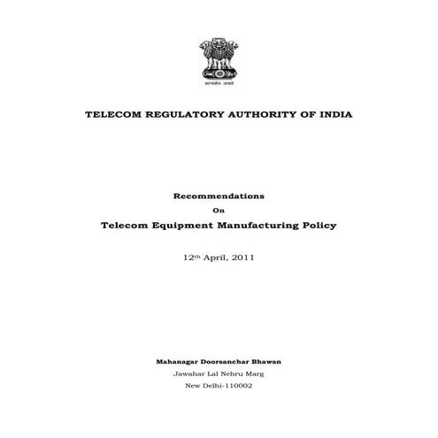 Recommondation teleco(manufacturing)