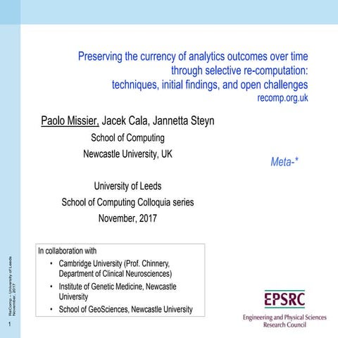 Preserving the currency of analytics outcomes over time through selective re-...