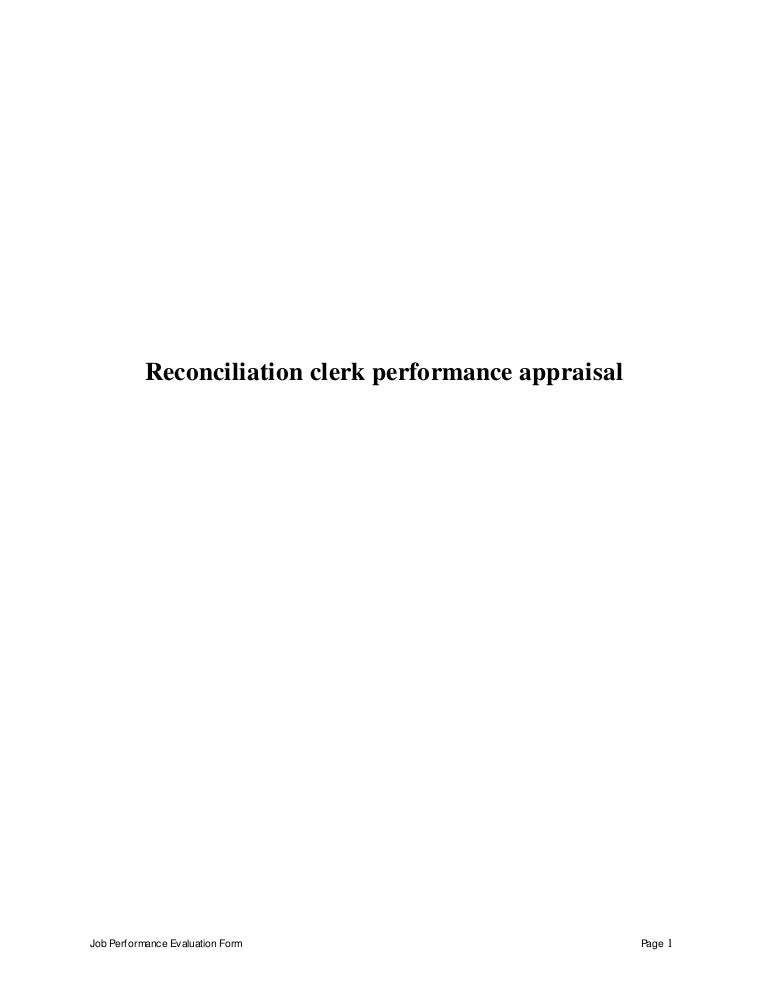 Reconciliation Clerk Performance Appraisal
