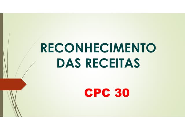 Reconhecimento das receitas cpc 30