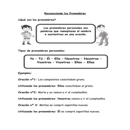 Reconociendo los pronombres