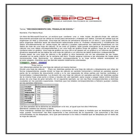 Reconocimiento del trabajo de excel