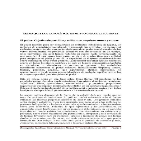 Reconquistar la politica ganar elecciones