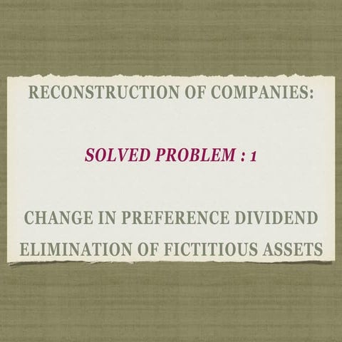 Reconstruction of Companies solved problem