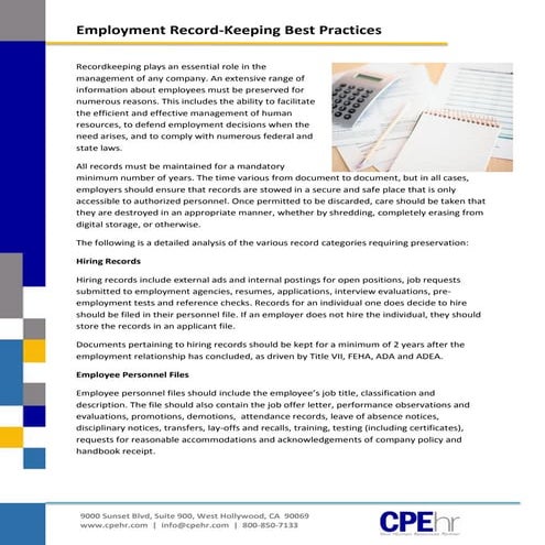 Employment Record-Keeping Best Practices
