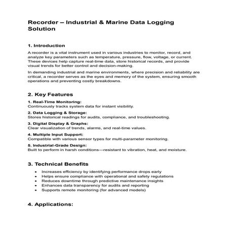 Recorder – Industrial & Marine Data Logging Solution | PDF