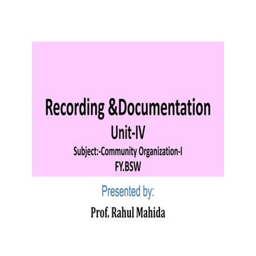 Recording &amp; documentation in Community Organisation