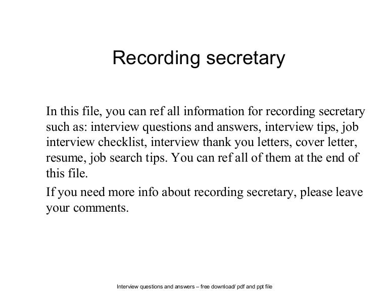 Recording secretary