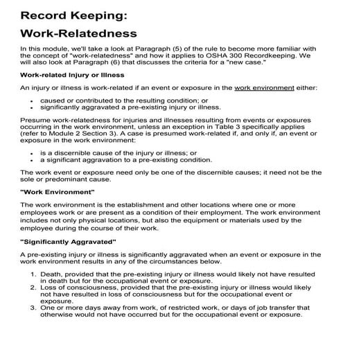 Osh Record keeping | PDF