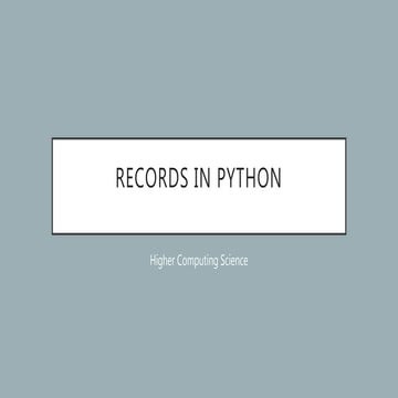 Records in Python | PPT