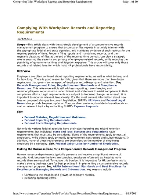 Records retention shrm