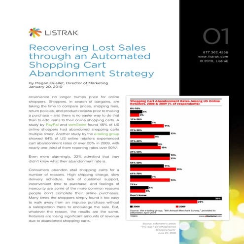Recovering lost sales through shopping cart abandonment strategy (Listrak) -E...