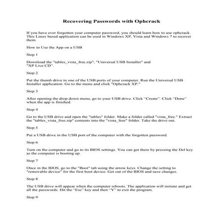 Password Recovery With Ophcrack