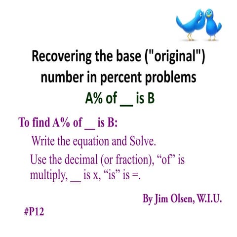 Recovering the Base Number in Percent Problems