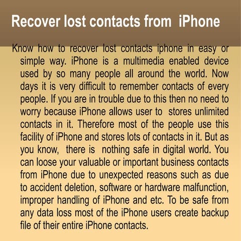 Recover lost contacts from iphone