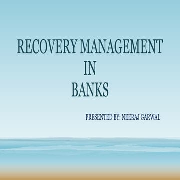 Recovery management In Banks