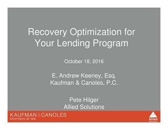 Recovery Optimization for Your Lending Program