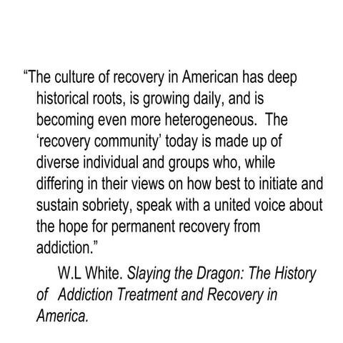 Recovery oriented systems of care and peer led services